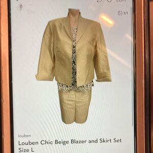 Louben petite Gold Women’s Blazer &Top &Skirt Set